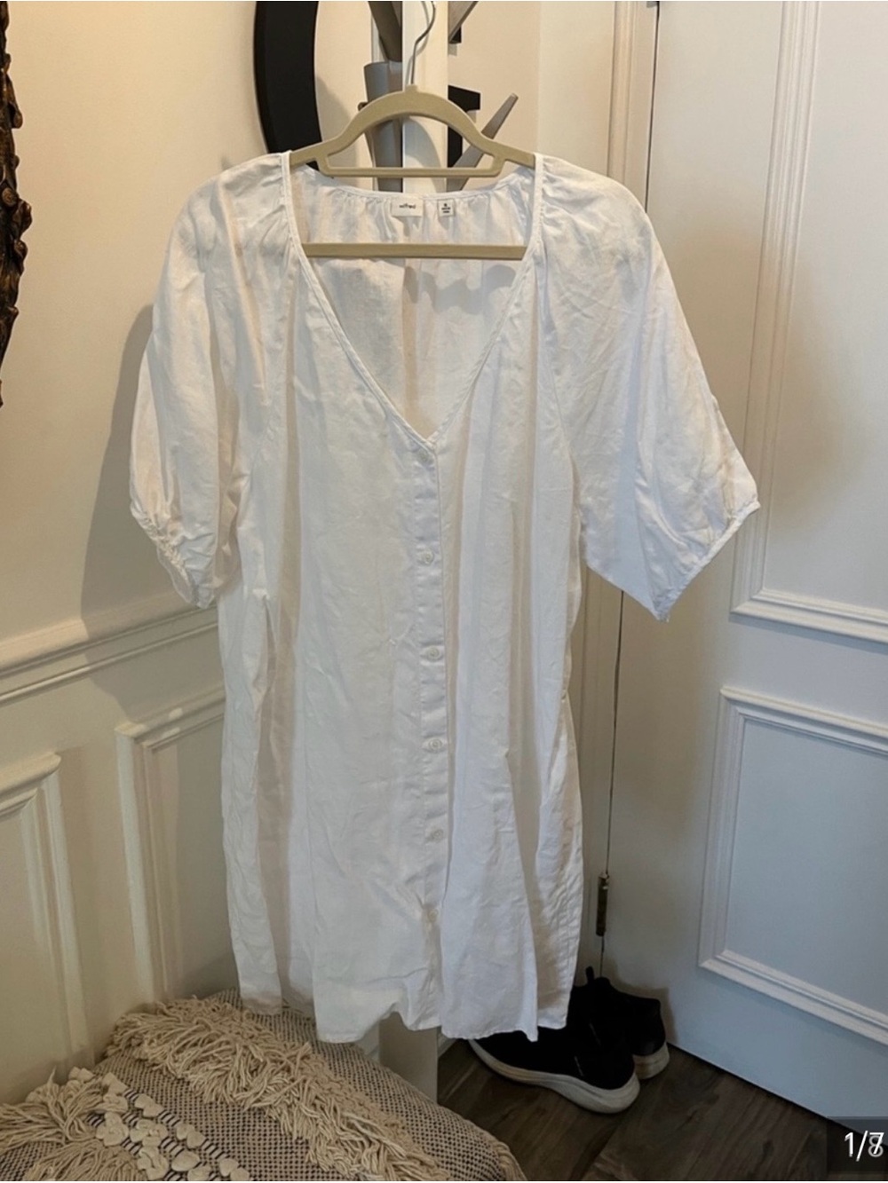 Wilfred White Lightweight V-Neck 100% Linen Dress size XL Like New!